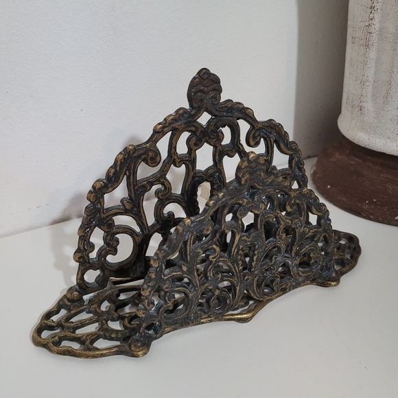 Vintage Brass Letter Napkin Mail Holder Organizer - Picture 4 of 7